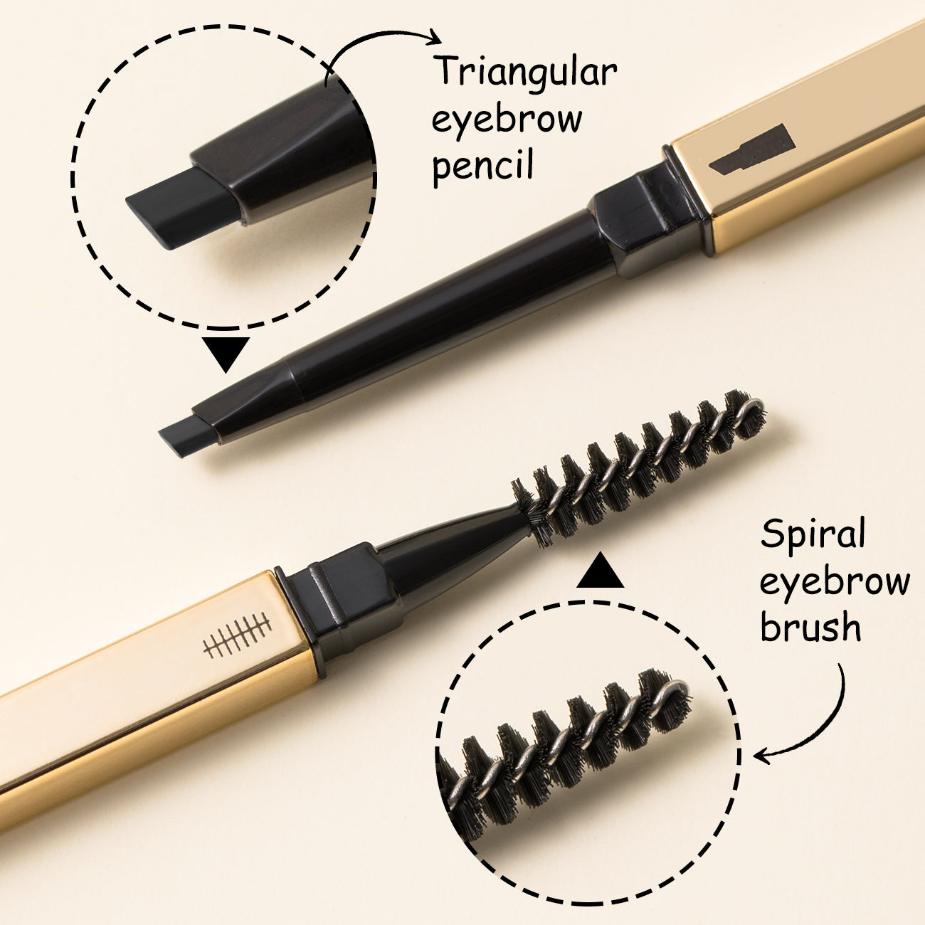 HECI Dual-Ended Eyebrow Pencil with Spoolie Brush