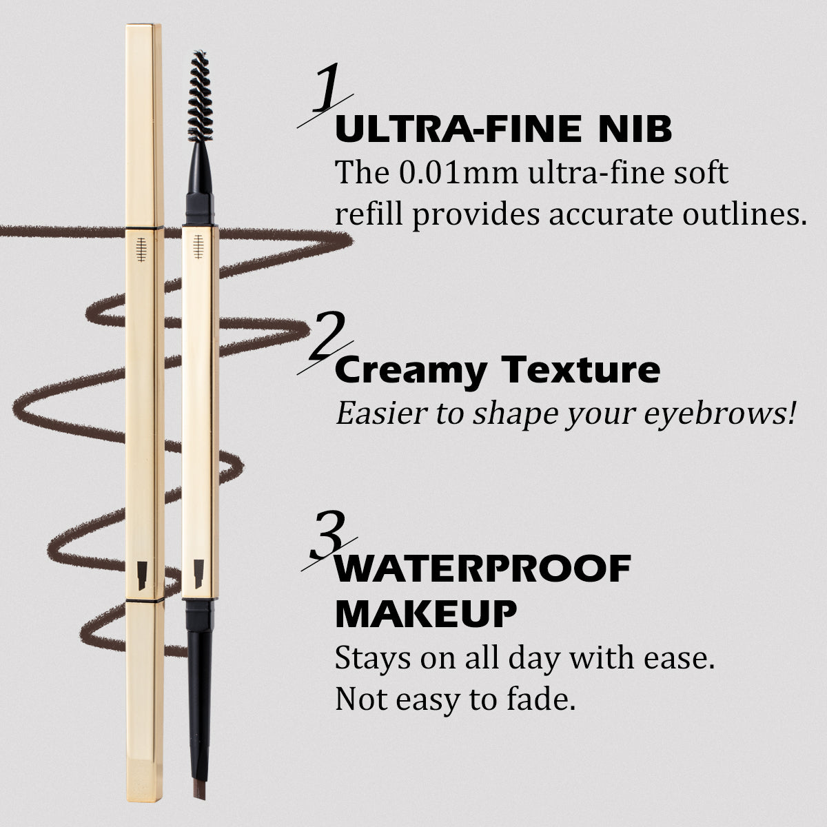 HECI Dual-Ended Eyebrow Pencil with Spoolie Brush