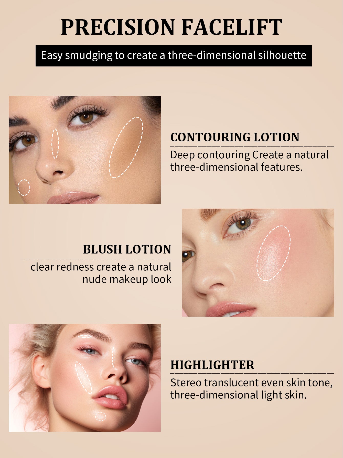 HECI BEAUTY Moist Shiny Contour/Highlight/Blush Set