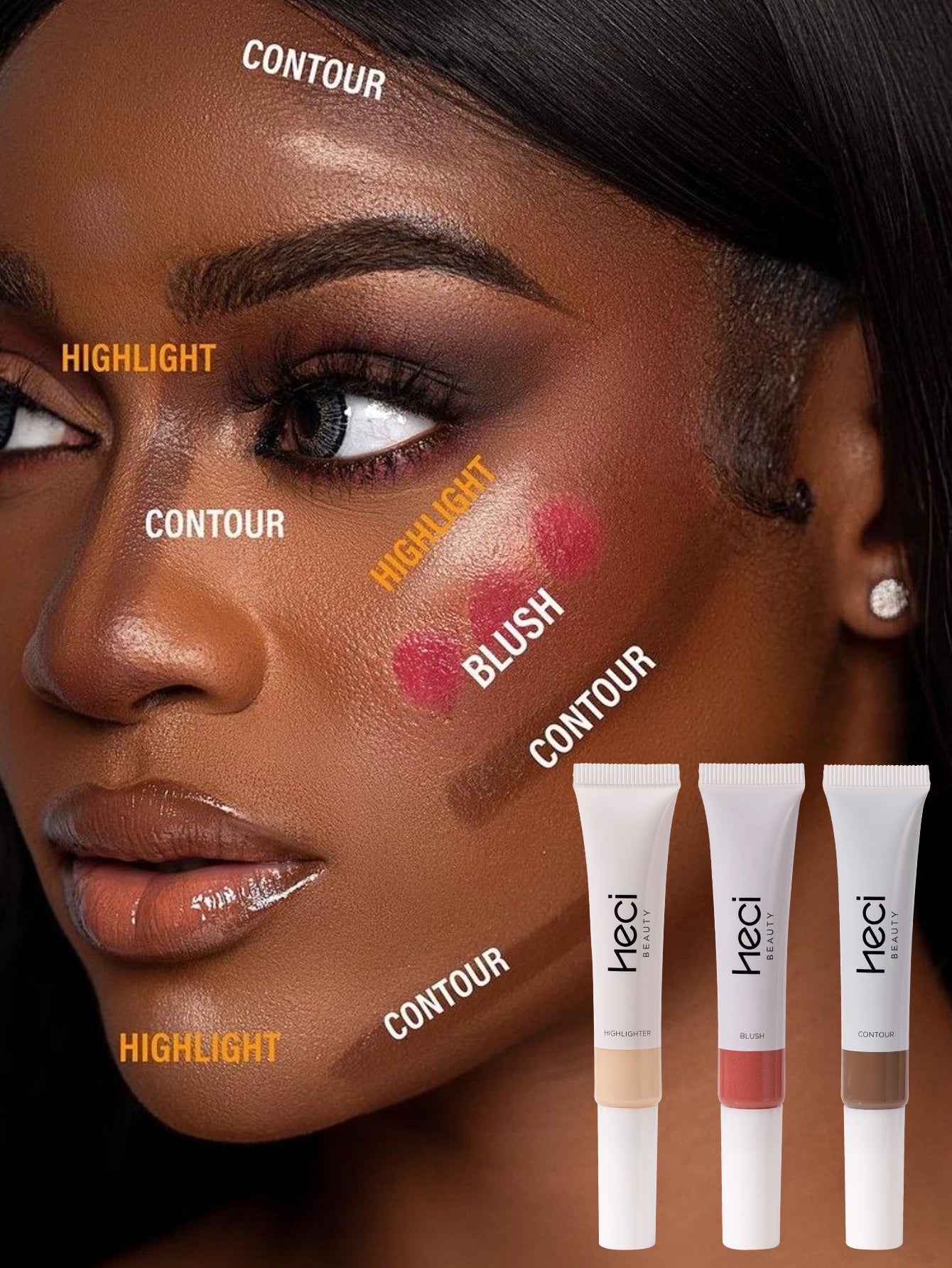 HECI BEAUTY Moist Shiny Contour/Highlight/Blush Set